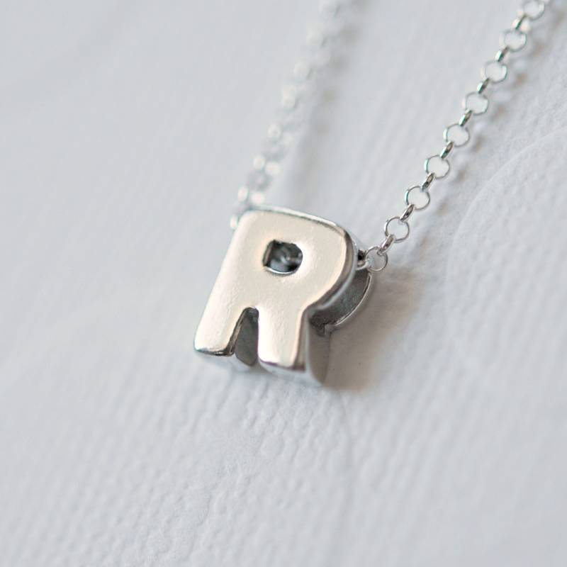 sterling Silber Initial Halskette, Personalisierter Großbuchstabe Anhänger von littleglamour