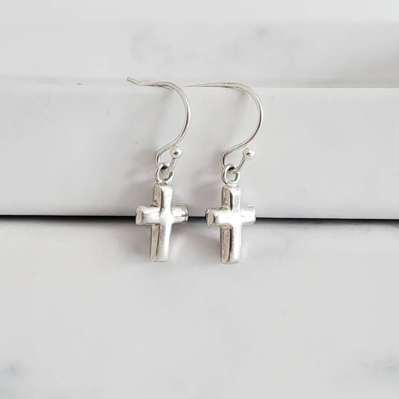 Zierliche Sterling Silber Kreuz Ohrringe, Kommunion Konfirmation Geschenk Zierliche Sterling Silber Kreuz Ohrringe, Kommunion Konfirmation Geschenk von littleglamour