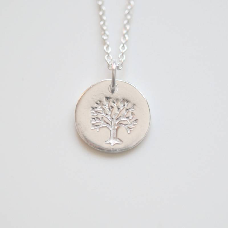 sterling Silber Baum Des Lebens Halskette, Geprägter Runder Anhänger, Naturschmuck sterling Silber Baum Des Lebens Halskette, Geprägter Runder Anhänger, Naturschmuck von littleglamour