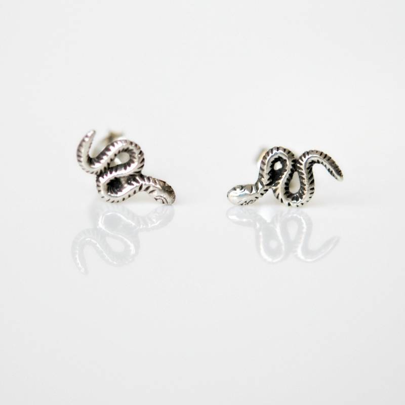 sterling Silber Schlange Ohrstecker, Ausgefallener Reptil Schmuck sterling Silber Schlange Ohrstecker, Ausgefallener Reptil Schmuck von littleglamour