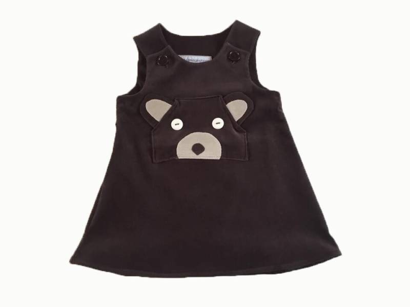 Schönes Schokolade Braun Bär Mädchen Kleid Teddy Kinder Baby Mit Tasche von littleimaginationsuk