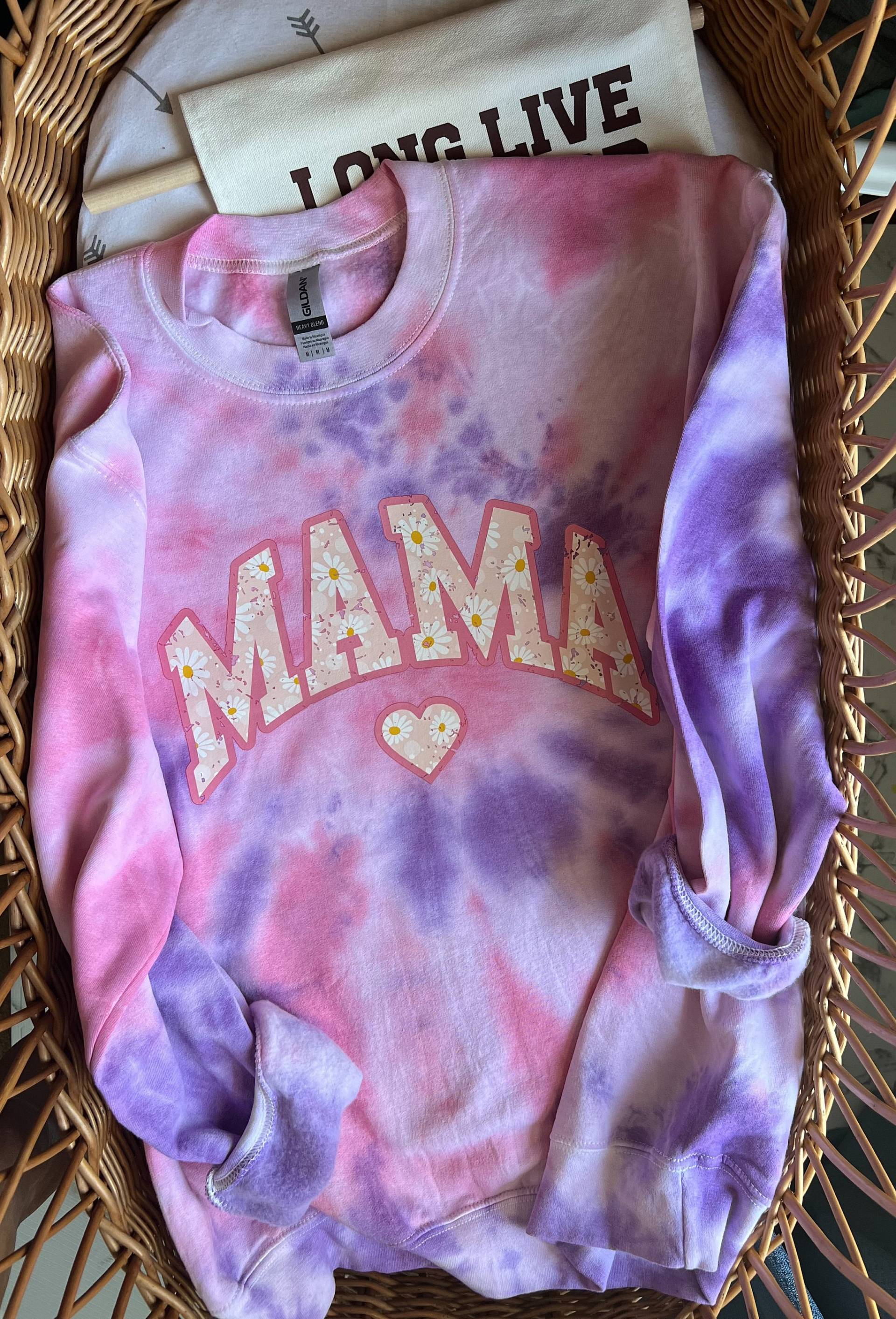 Mama Tie Dye Sweatshirt | Rundhals-Sweatshirt Blumen T-Shirt Batik Muttertagsgeschenk Für Mama, Neu von littlemamamadeit