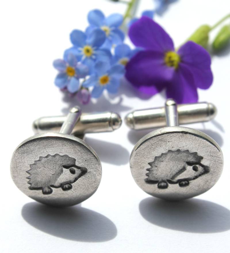 Runde Manschettenknöpfe Aus Silber Igel, Manschettenknopf Sterlingsilber Knebel von littlesilverhedgehog