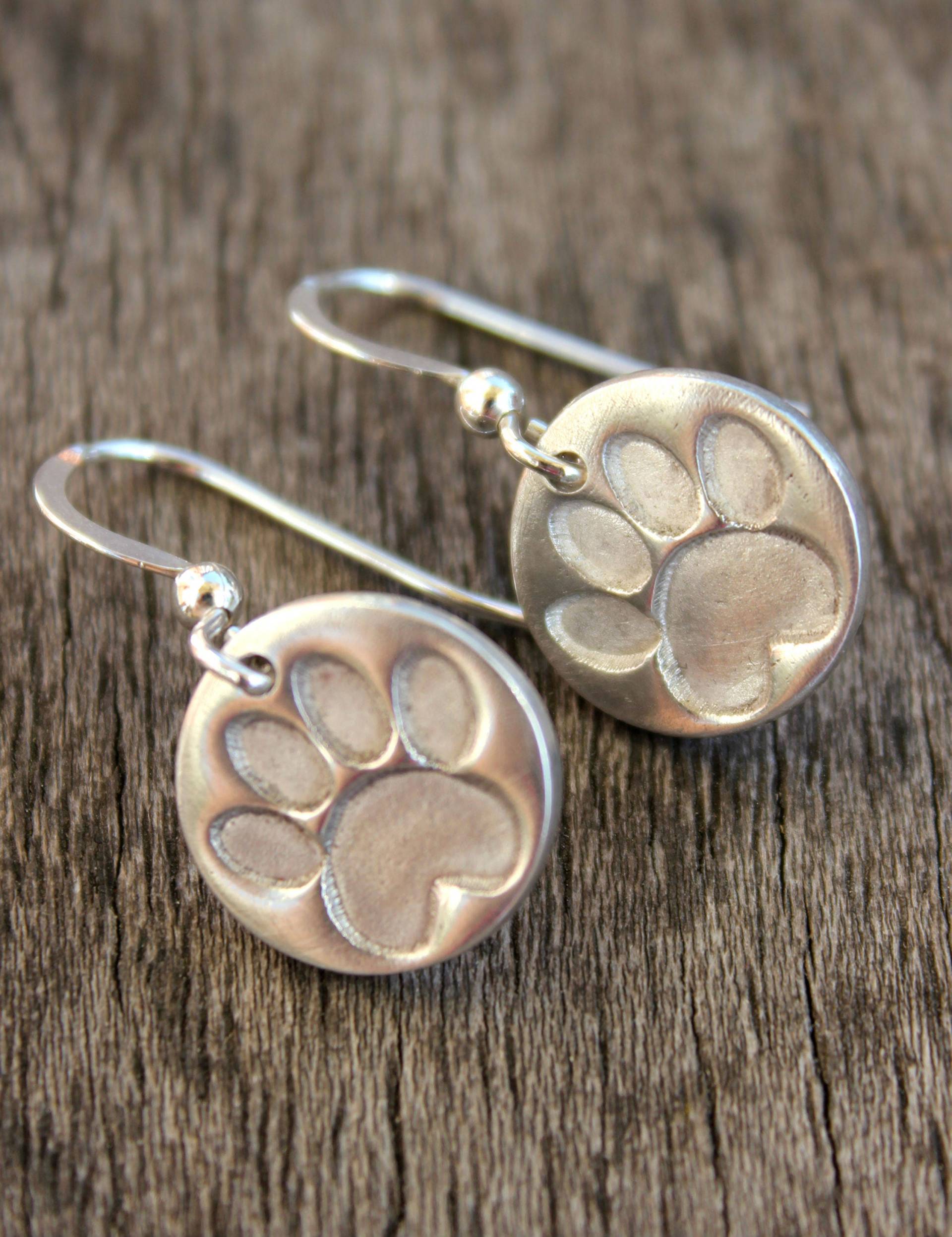 Pfotenabdruck Ohrringe, Silber Haustier Katzenpfoten Hundepfoten Schmuck von littlesilverhedgehog