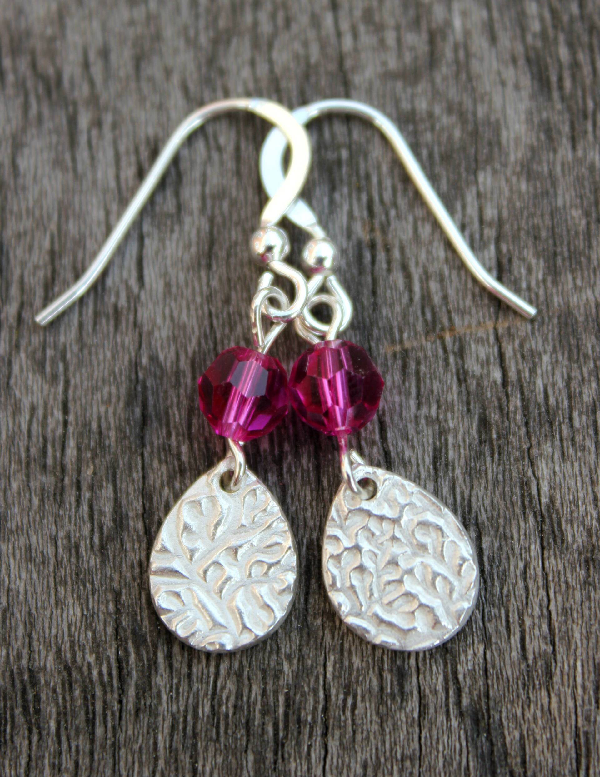 Rosa Kristall Ohrringe, Cerise Glasperlenohrringe, Rosa Glas, Swarovski-Kristall, Rosa, Silber Und Glas Schmuck von littlesilverhedgehog