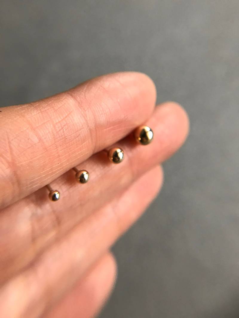 Ein Einzelner Bolzen/14K Solides Gelbgold Kleiner Punkt Ball Ohrstecker 2 Mm, 3 4 5 Mm-14K Solid Gold Ein Einzelner Bolzen/14K Solides Gelbgold Kleiner Punkt Ball Ohrstecker 2 Mm, 3 4 5 Mm-14K Solid Gold von littletinyNY