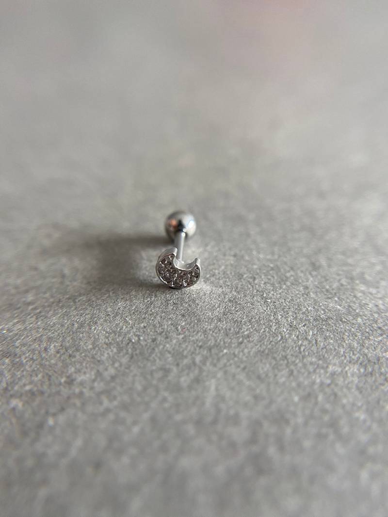 Silber Cz Halbmond Ohr Piercing, Knorpel Ohrring, Helix Auricle Lobe, Ohrstecker Barbell-Chirurgenstahl Silber Cz Halbmond Ohr Piercing, Knorpel Ohrring, Helix Auricle Lobe, Ohrstecker Barbell-Chirurgenstahl von littletinyNY