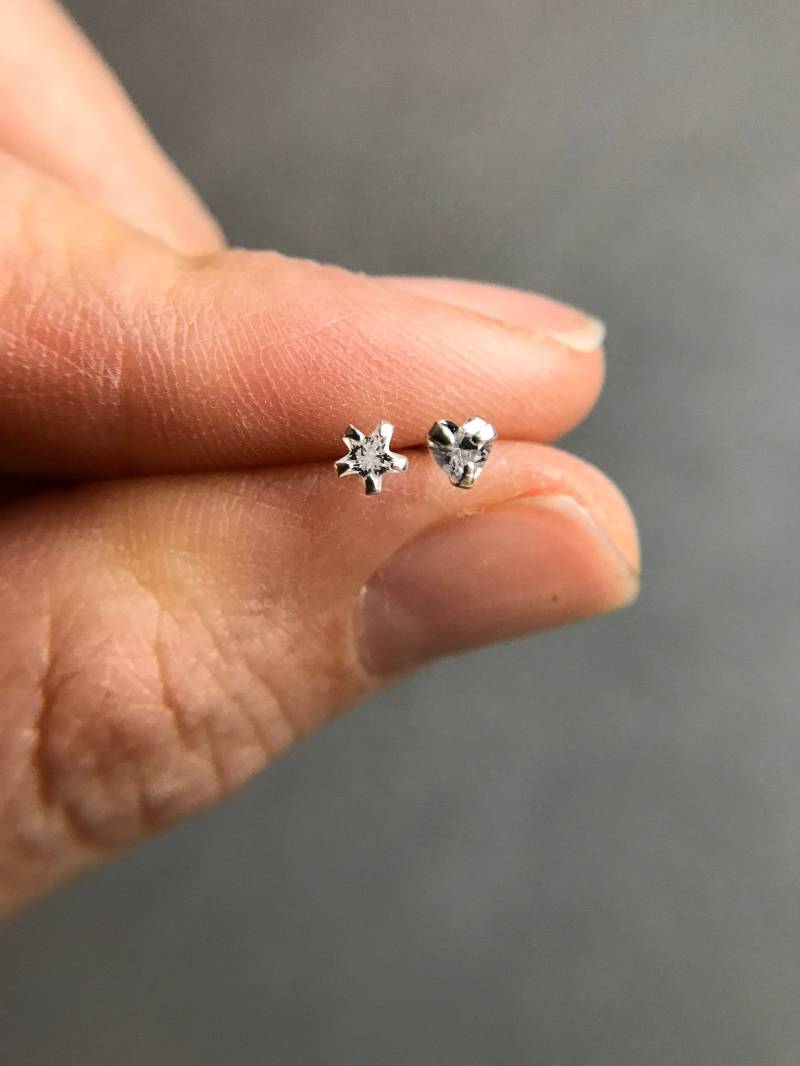 Sterling Silber Cz Stern Oder Herz Nasenstecker Punkt Endung Sterling Silber Cz Stern Oder Herz Nasenstecker Punkt Endung von littletinyNY
