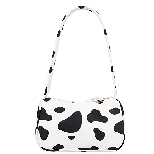 Canvas Leopard Zebra Print Schulter Unterarmtasche Frauen Tiere Kuh Schmetterling Muster Hobos Tasche Griff Tasche Vintage Damen Reißverschluss Kleine Geldbörse Handtaschen, Kuhmuster, von liuduo