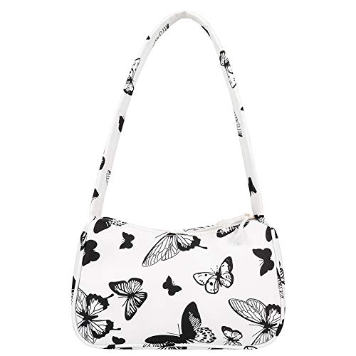 liuduo Canvas Leopard Zebra Print Schulter Unterarmtasche Frauen Tiere Kuh Schmetterling Muster Hobos Tasche Griff Tasche Vintage Damen Reißverschluss Kleine Geldbörse Handtaschen, schmetterling, von liuduo