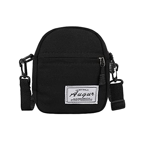 Damen Casual Canvas Patchwork Mini Schulter Messenger Bag Fashion Damen Geldbörse, Schwarz von liuduo