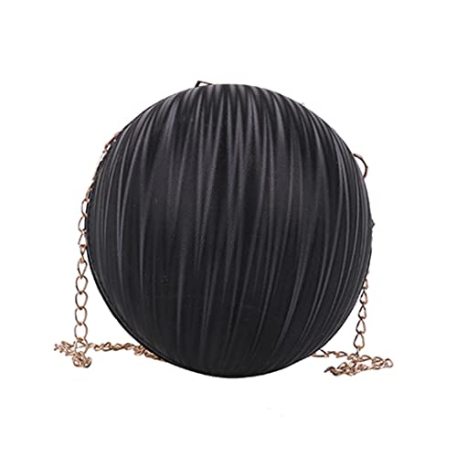 liuduo Damen-Clutches, Damen-Handtasche, Schultertaschen, Unterarm-Geldbörsen, runde kugelförmige Schultertaschen für Damen, Bonbonfarben-Kette, Messenger-Handtasche, Schwarz von liuduo