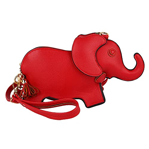 Damen Kleine Elefanten-Umhängetasche, einfarbig, Tier-Umhängetasche, PU-Leder, Kuriertasche, lässig, for Frauen, wasserdicht, Handtasche mit Handgelenktasche, weinrot, von liuduo