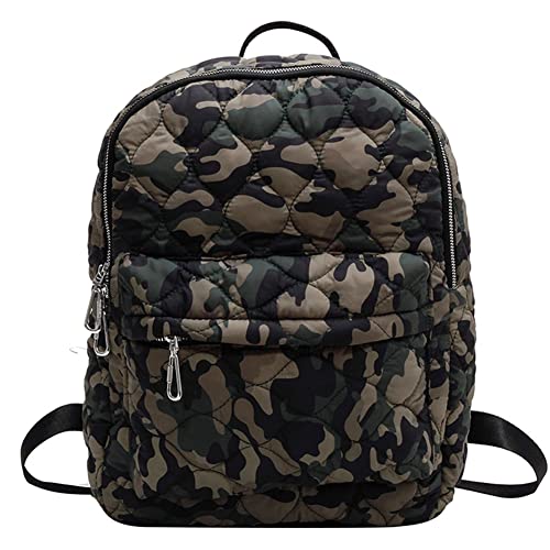 Damen-Rucksack, gesteppt, modisch, Rhombus-Muster, groß, robust, for Reisen, Damen, Mädchen, Tasche, camouflage von liuduo