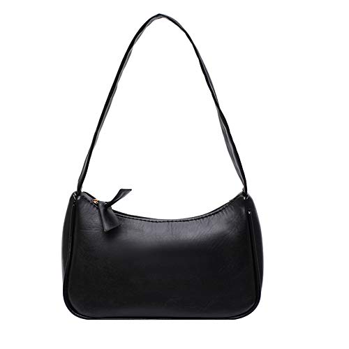 Reißverschluss-Handtaschen, elegante Damen, kleine Umhängetasche, reine Farbe, Reißverschluss, Unterarmtasche, lässige Handtaschen, Schwarz von liuduo