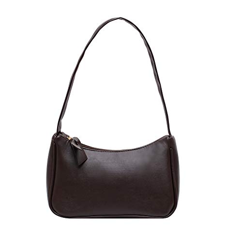 Handtasche mit Reißverschluss, elegant, for Damen, kleine Schultertasche, einfarbig, mit Reißverschluss, coffee, von liuduo