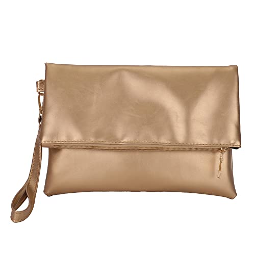 Modische Damen-Clutch-Tasche, Leder, faltbar, Handtasche, Münzgeldbörse, gold von liuduo