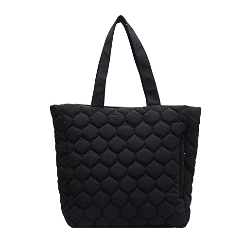 liuduo Gesteppte Lässige Handtaschen Große Kapazität Winter Top-Griff Tasche Mode Baumwolle Gepolstertes Nylon Elegant Weich Tragbar für den Wochenendurlaub von liuduo