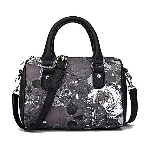 liuduo Schultertasche for Damen, kleine Handtaschen, Totenkopf-Druck, PU-Leder, Kuriertasche, Top-Griff, Umhängetasche, Unterarm-Taschen for Arbeit und Reisen Grau von liuduo