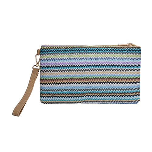 liuduo Strohgewebte Geldbörse, Bunte Damen-Clutch, Münzgeldbörse, handgefertigt, lässig, tragbar, elegant, einfach, exquisit zum Einkaufen von liuduo