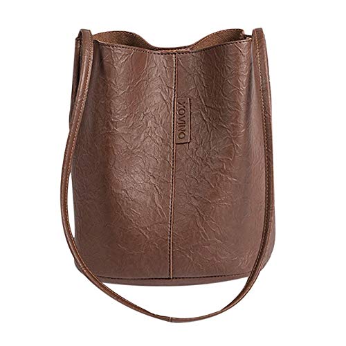 liuduo Tragetasche, Damen Clutches Handtasche Mode Frauen Schultertasche Crossbody Tasche PU Leder Vintage Eimer Tragetaschen Damen Retro Reise Einkaufen Handtasche, dunkelbraun von liuduo