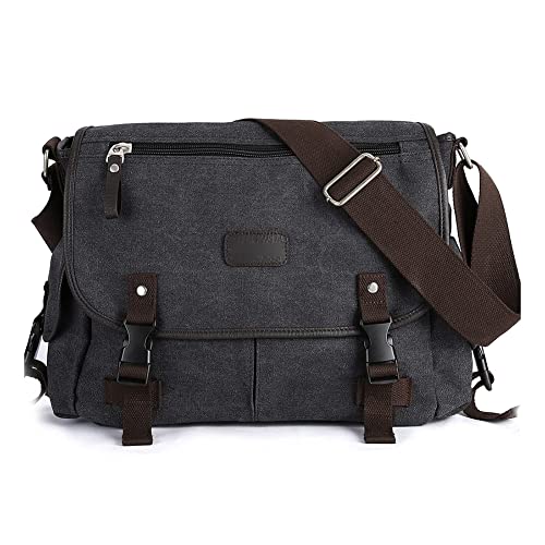 liuduo Umhängetasche, Unisex Canvas Umhängetaschen Damen Herren Große Kapazität Laptop Umhängetasche Mehrere Taschen Satchel Handtaschen Verstellbarer Riemen for Schule Arbeit von liuduo