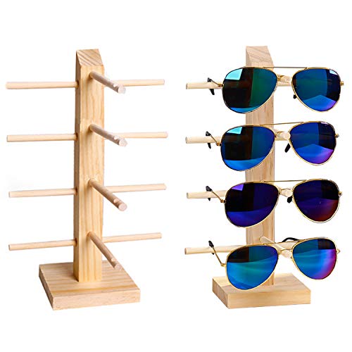 liuer Brillenständer 2PCS Brillenhalter Holz Sonnenbrille Rack Sonnenbrillen Halter Brillenaufbewahrung mehrere Brillen Brillenhalter Geeignet für Sonnenbrillen,Myopia-Brillen,Planspiegel,Lesebrille von liuer