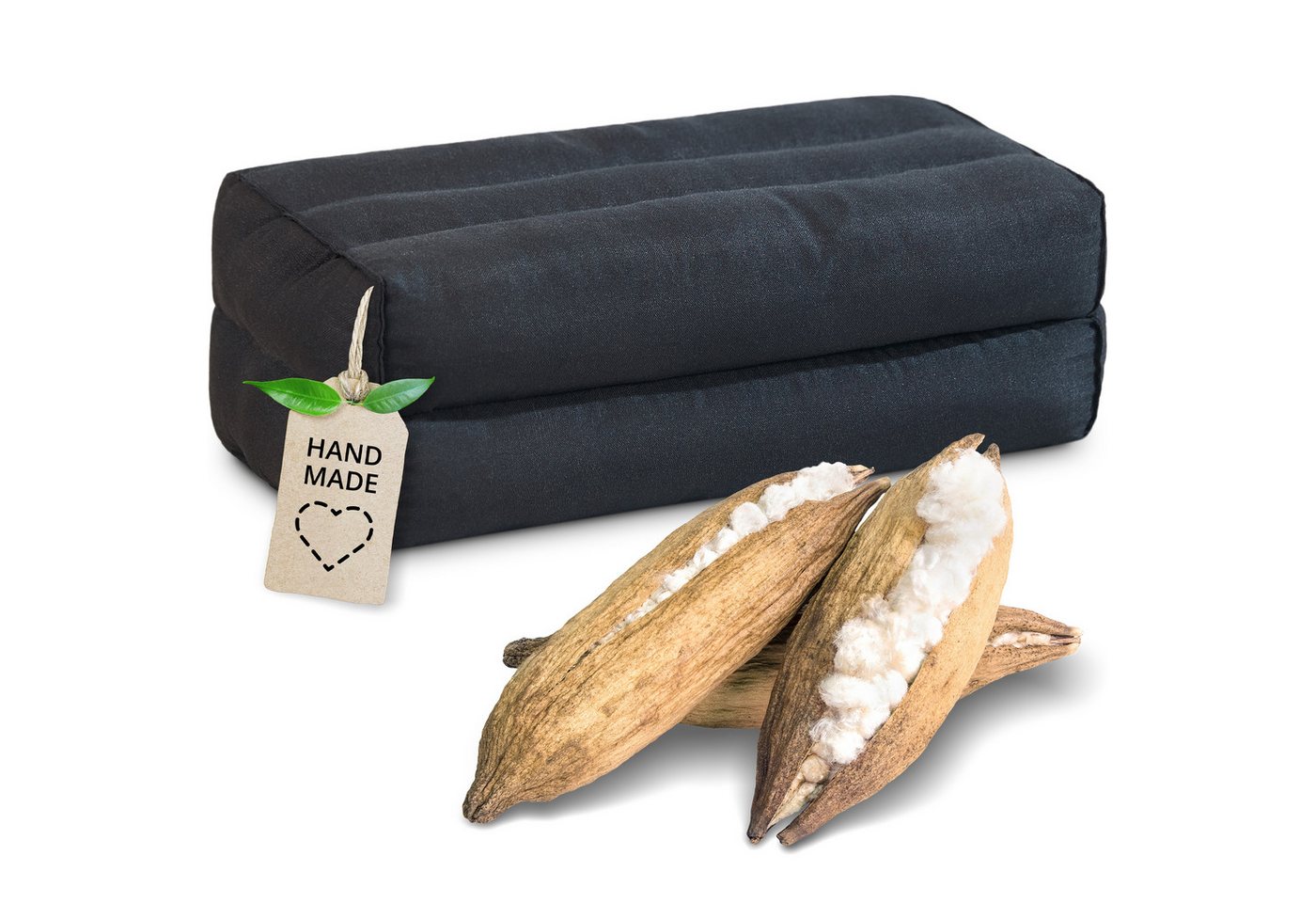 livasia Stützkissen Yogakissen (Basic) vegan und handgefertigt, 17x34x12cm, Kapok von livasia