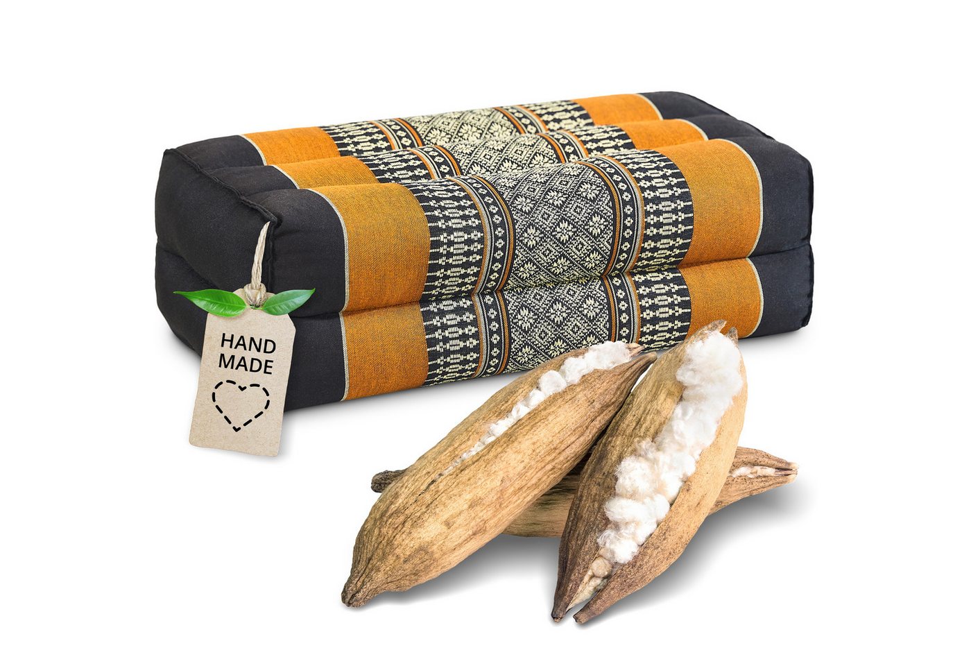 livasia Stützkissen Yogakissen (Classic) vegan und handgefertigt, 17x34x12cm, Kapok von livasia