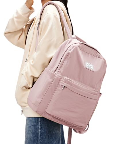 livbote Schulrucksack Teenager Rucksack Schule Damen Herren Wasserdicht Leichter Daypack Tagesrucksack Reise Backpack für Mädchen Jungen - Rosa von livbote