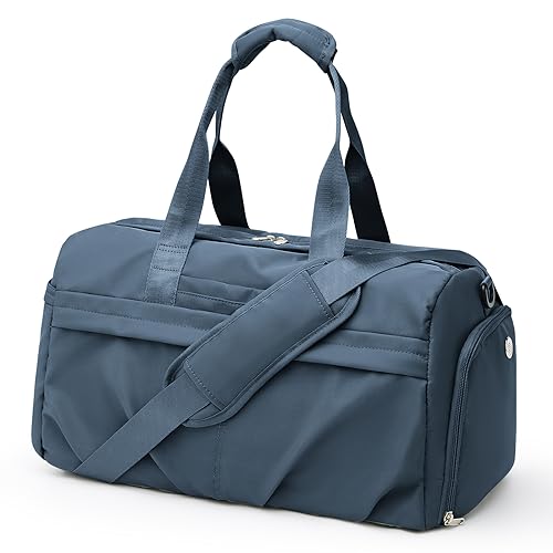 Sporttasche für Damen und Herren, mit Schuhfach, Sporttasche, wasserdicht, für Reisen, Wochenende, Übernachtung, Handgepäcktasche für Yoga, mit Trolleyhülle, A1-Jewel Blue, Schuhfach von livbote