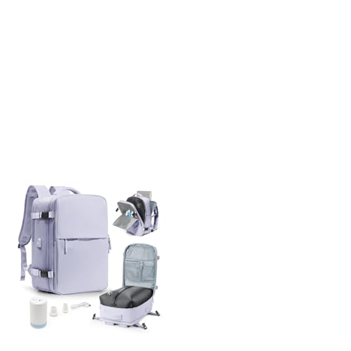 Vakuum Rucksack Handgepäck Flugzeug mit Vakuumpumpe Vacuum Backpack Travel Airbag Rucksack für Damen & Herren Vacpack Tasche Reiserucksack mit Vakuumsystem -Lila von livbote
