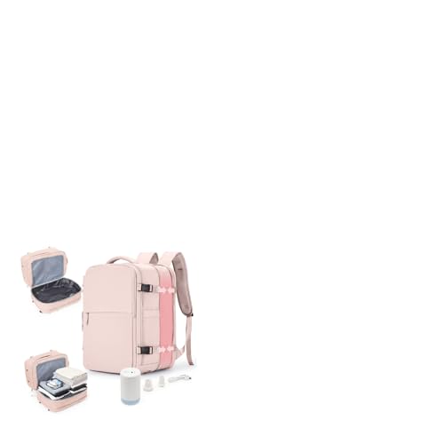 livbote Vakuum Rucksack Handgepäck Flugzeug mit Vakuumpumpe Vacuum Backpack Travel Airbag Rucksack für Damen & Herren Vacpack Tasche Reiserucksack mit Vakuumsystem - Rosa Erweiterbar von livbote
