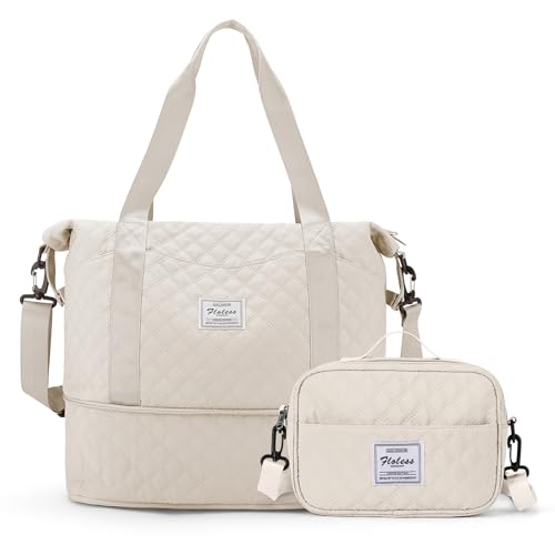 Weekender Taschen für Frauen, Sport-Reisetasche, persönlicher Gegenstand für Fluggesellschaften, A-beige, Reisetasche von livbote