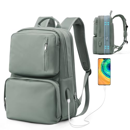 livbote Laptop Rucksack Damen Groß, Rucksack Handgepäck Flugzeug, 40x30x20 Handgepäck Rucksack, Reiserucksack Wasserdicht Rucksack für Reise Schule Arbeit -Grün von livbote