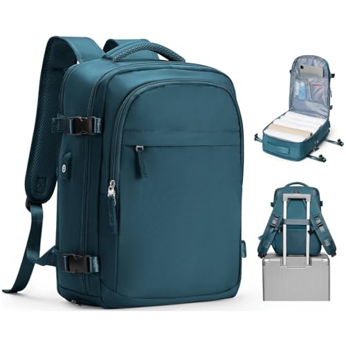 livbote Handgepäck Rucksack 40x30x20 Wizzair Vueling Reiserucksack Damen Herren Rucksack Wasserdicht mit Schuhfach Laptop Rucksack mit USB-Ladeanschluss Pfauenblau von livbote