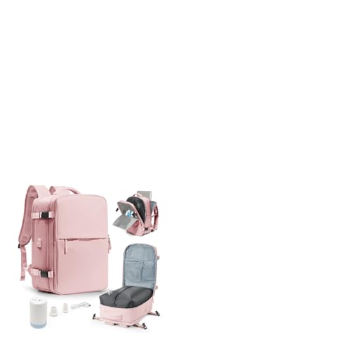 livbote Vakuum Rucksack Handgepäck Flugzeug mit Vakuumpumpe Vacuum Backpack Travel Airbag Rucksack für Damen & Herren Vacpack Tasche Reiserucksack mit Vakuumsystem -Dunkelrosa von livbote