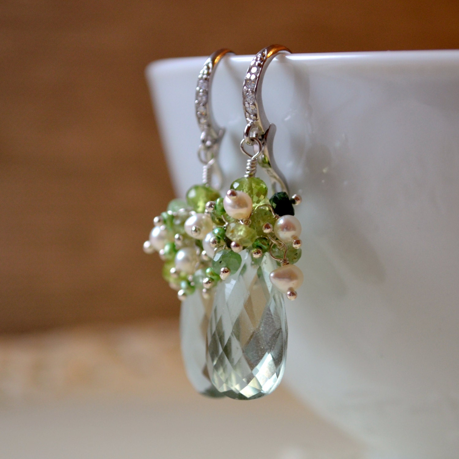 Grüne Amethyst Ohrringe Perle Peridot-Turmalin-Cluster, Sterling Silber Brautschmuck, Gemacht - Frühlings-Grün Versandkostenfrei Bestellen Grüne Amethyst Ohrringe Perle Peridot-Turmalin-Cluster, Sterling Silber Brautschmuck, Gemacht - Frühlings-Grün Versandkostenfrei Bestellen von livbridal