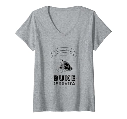 Damen Schwarze Linie:Buke Syohatto T-Shirt mit V-Ausschnitt Damen Schwarze Linie:Buke Syohatto T-Shirt mit V-Ausschnitt von livedoor Creators Studio