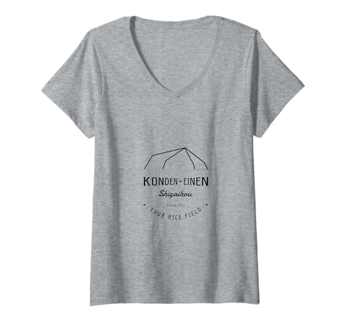 Damen Schwarze Linie:Konden Einenshizaiho T-Shirt mit V-Ausschnitt Damen Schwarze Linie:Konden Einenshizaiho T-Shirt mit V-Ausschnitt von livedoor Creators Studio