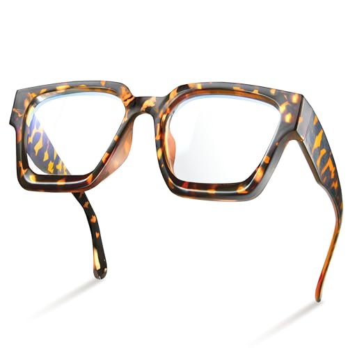 livho Oversized 99% Blue Light Glasses for Woman - Rectangle Fashion Glasses for Computer, Chic Preppy Frame - Anti Eyestrain von livho