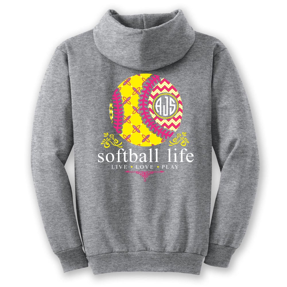 Softball Life ™ Hoodie Benutzerdefinierte Monogramm Shirt von livinginchaoss