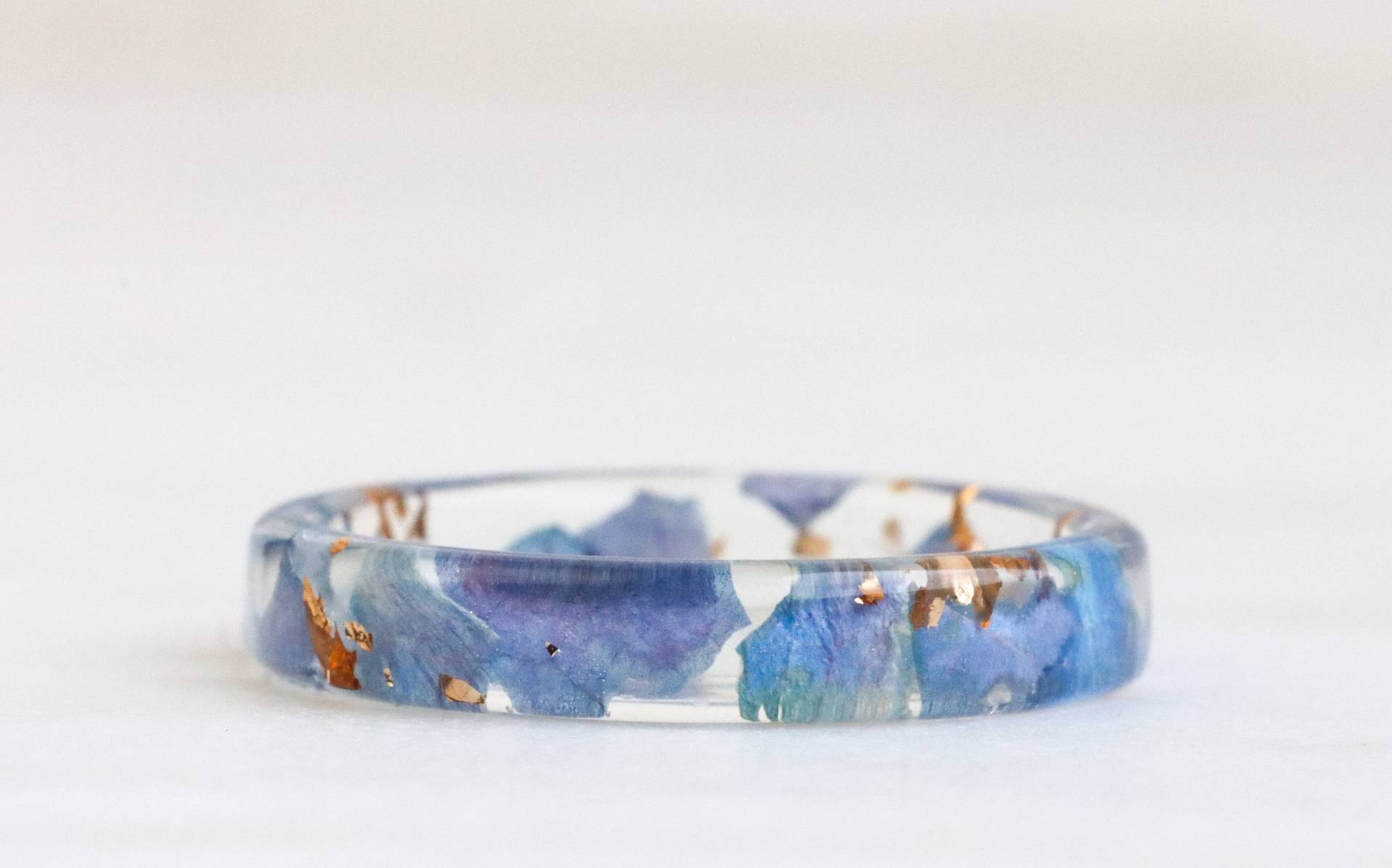 Hortensie Harz Ring - Echte Hortensien Blütenblätter Und Gold/Silber/Kupfer Flocken Geschenk Für Naturliebhaber von livinlovin