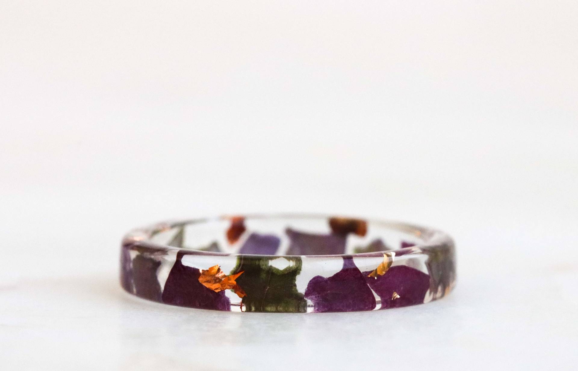 Hortensie-Harzring, Dünnes Band Mit Echten Rosa Grünen Hortensienblättern Und Gold -/Silber - Kupferflocken, Naturliebhabergeschenk, Blumenschmuck von livinlovin