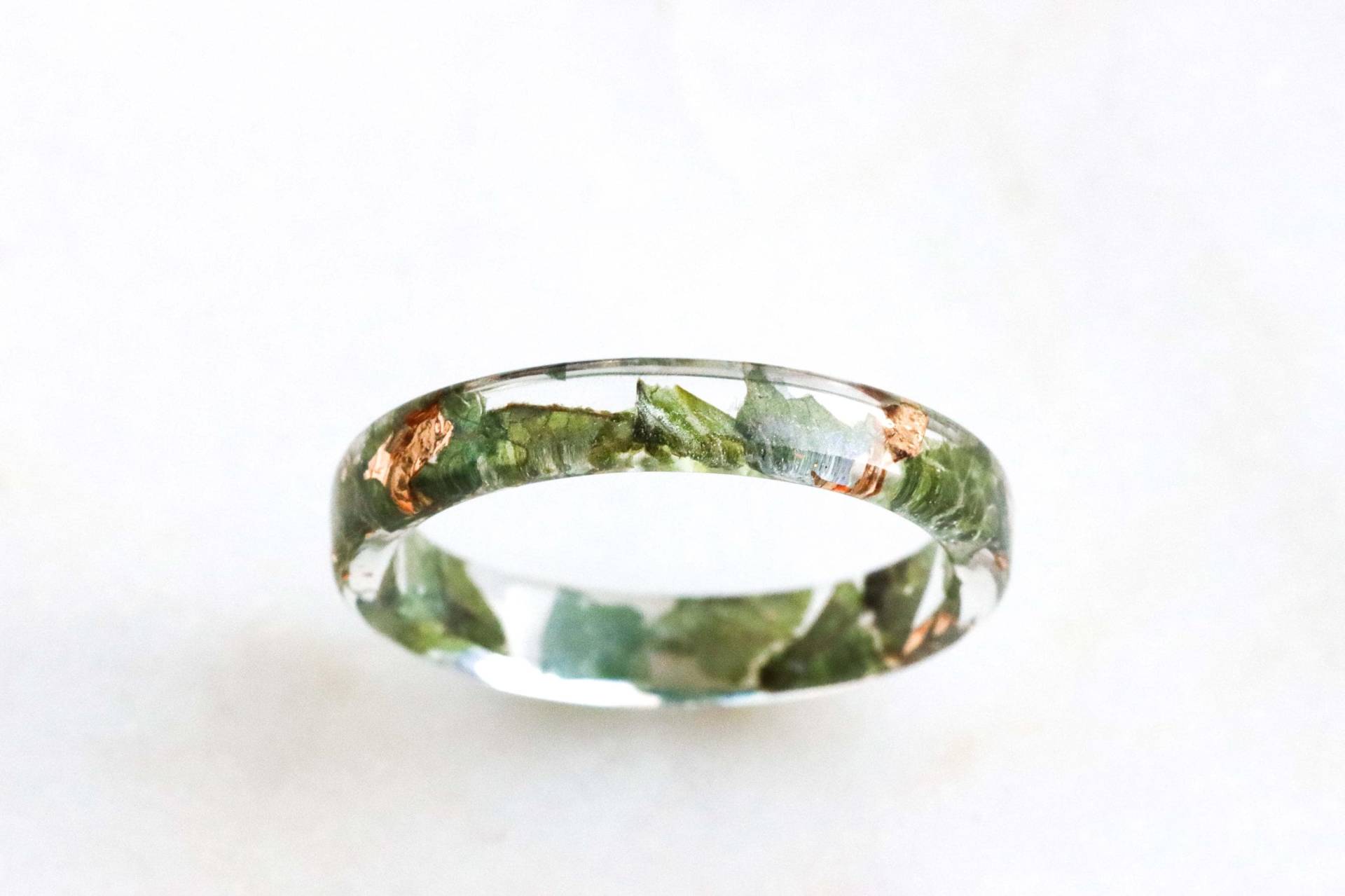 Hortensien-Harz-Ring Echter Türkis Blütenblätter, Gold-Silber-Kupfer-Flocken von livinlovin