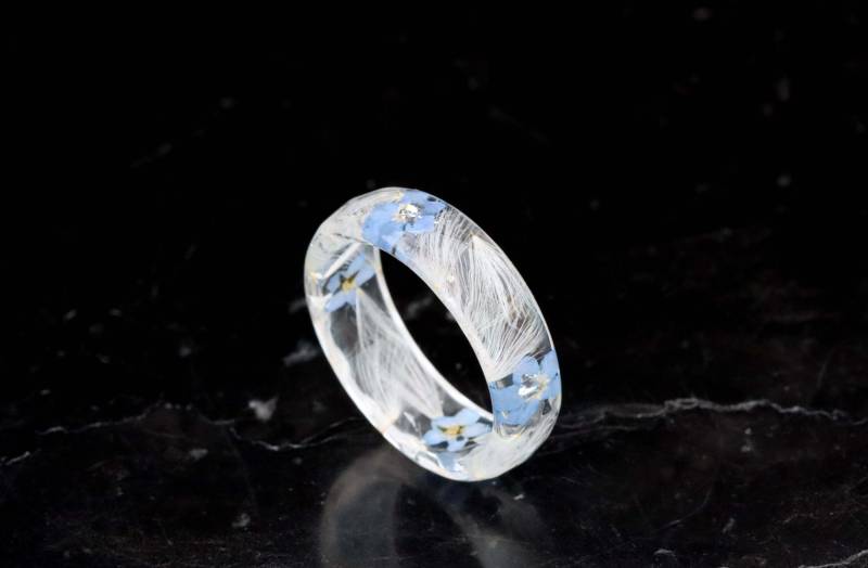 Vergissmeinnicht Und Löwenzahn Blumen Ring Mit Gold/Silber/Kupfer Flocken - Natur Inspirierter Schmuck Echten Im Inneren Vergissmeinnicht Und Löwenzahn Blumen Ring Mit Gold/Silber/Kupfer Flocken - Natur Inspirierter Schmuck Echten Im Inneren von livinlovin