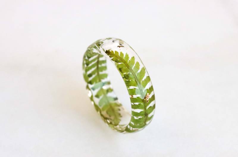 Wald Farn Ring, Echte Gepresste Grüne Blätter Und Silber/Gold Kupfer Flocken, Natur Inspiriert Schmuck, Facettierter Weihnachtsgeschenk Wald Farn Ring, Echte Gepresste Grüne Blätter Und Silber/Gold Kupfer Flocken, Natur Inspiriert Schmuck, Facettierter Weihnachtsgeschenk von livinlovin
