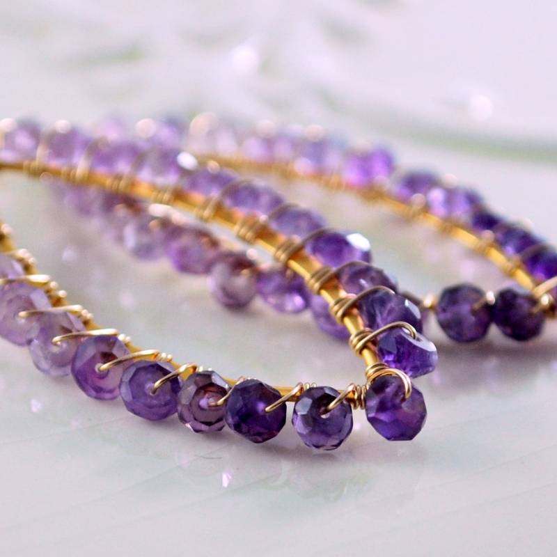 Ombre Amethyst Ohrringe Gold-Gefüllter Februar Birthstone Schmuck von livjewellery
