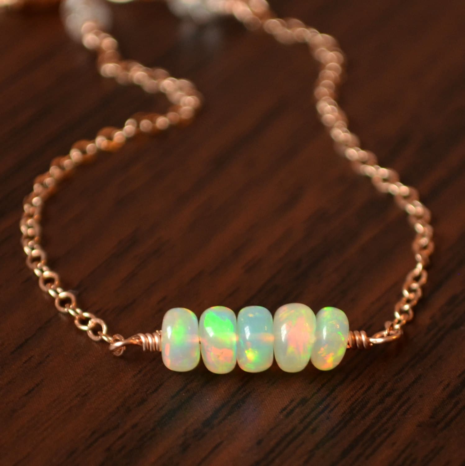 Echtes Opal Armband Rosegold-Filled Edelsteinschmuck von livjewellery