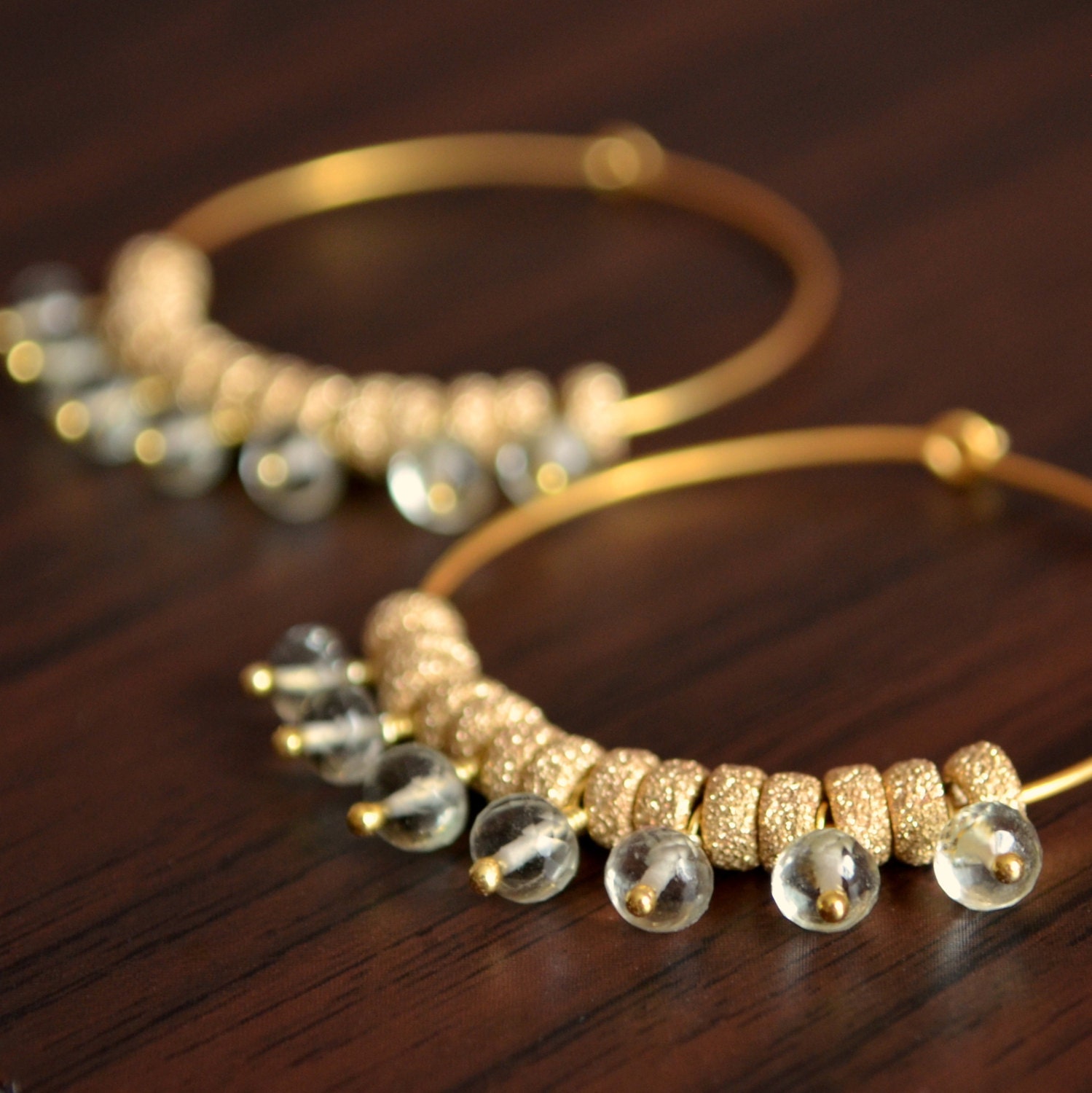 Gold Vermeil Creolen Grüne Amethyst Prasiolith Edelsteine von livjewellery